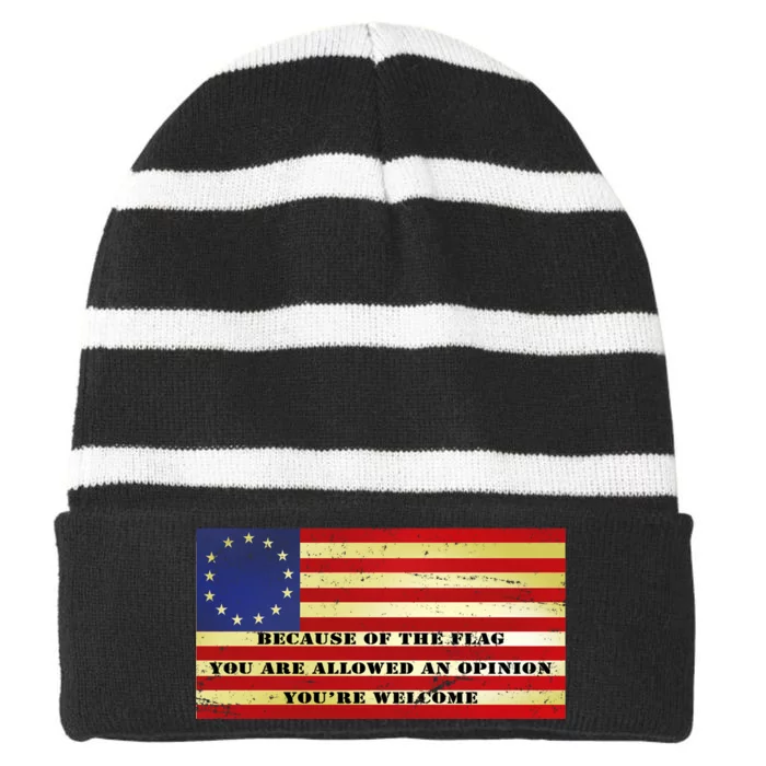 Funny Betsy Ross Original 13 Colony Flag Striped Beanie with Solid Band