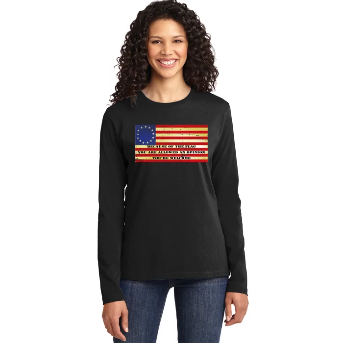 Funny Betsy Ross Original 13 Colony Flag Ladies Long Sleeve Shirt