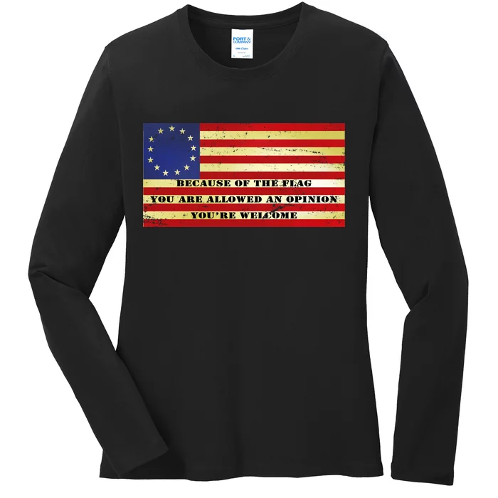 Funny Betsy Ross Original 13 Colony Flag Ladies Long Sleeve Shirt