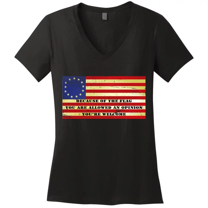 Funny Betsy Ross Original 13 Colony Flag Women's V-Neck T-Shirt