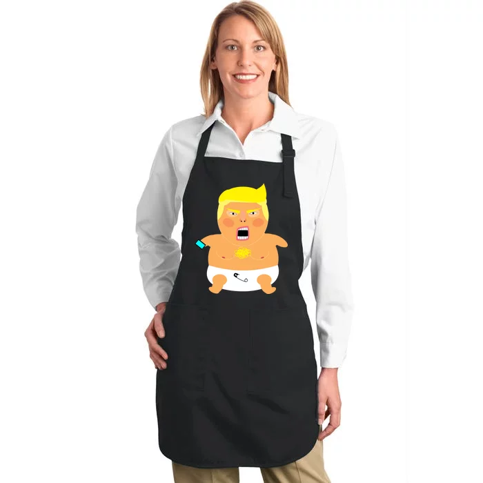 Funny Big Baby Trump Full-Length Apron With Pocket