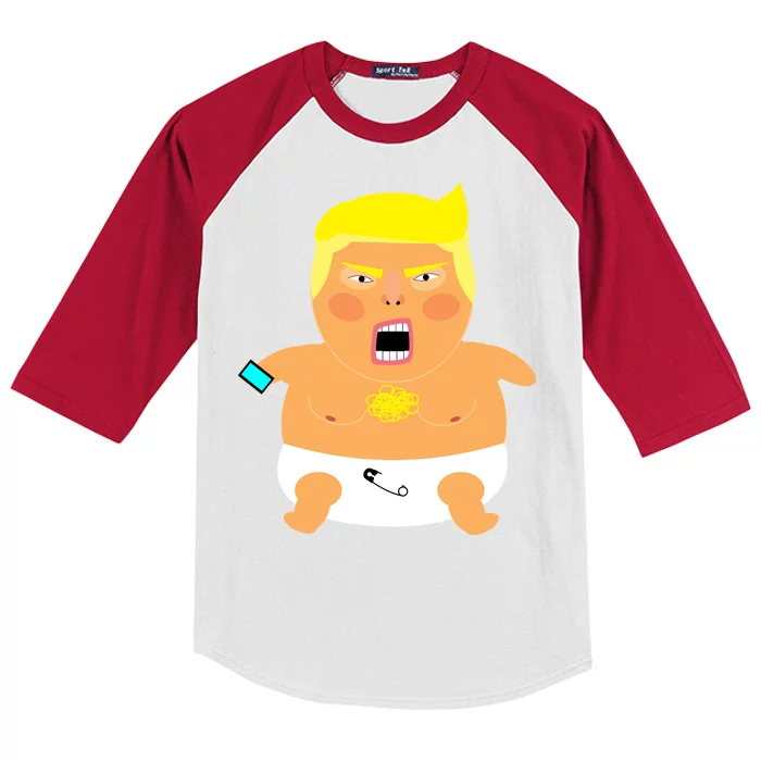 Funny Big Baby Trump Kids Colorblock Raglan Jersey