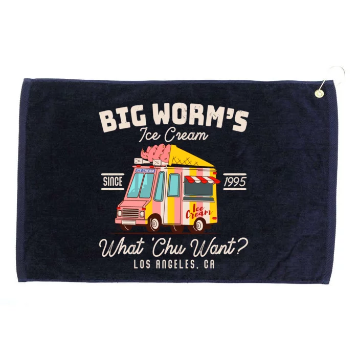 Funny Big Worm's Ice Cream What 'Chu Want Since 1995 Grommeted Golf Towel