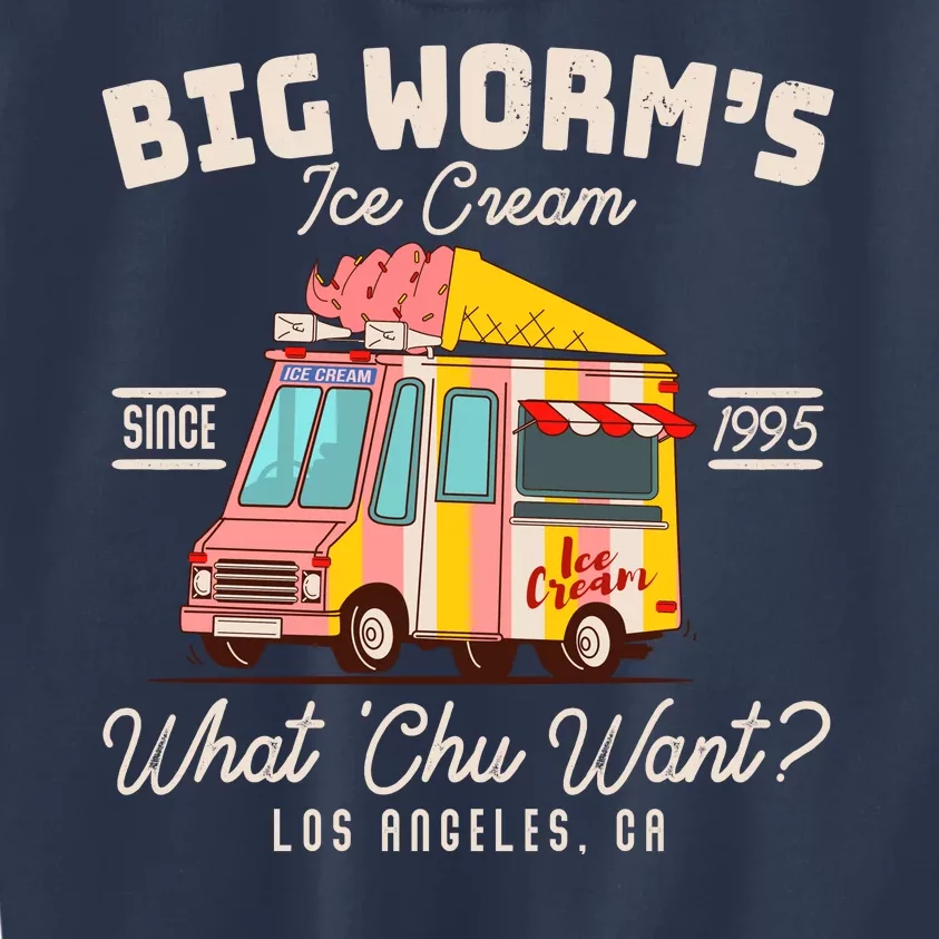 Funny Big Worm's Ice Cream What 'Chu Want Since 1995 Kids Sweatshirt