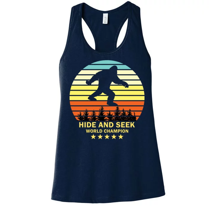 Funny Bigfoot Hide And Seek World Champion Women's Racerback Tank