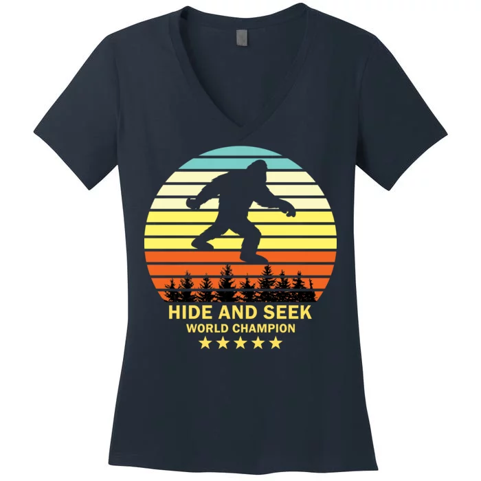 Funny Bigfoot Hide And Seek World Champion Women's V-Neck T-Shirt