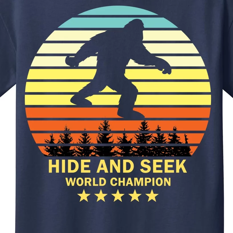 Funny Bigfoot Hide And Seek World Champion Kids T-Shirt