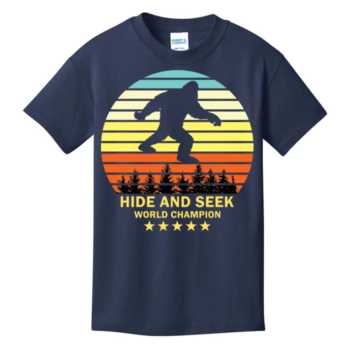 Funny Bigfoot Hide And Seek World Champion Kids T-Shirt