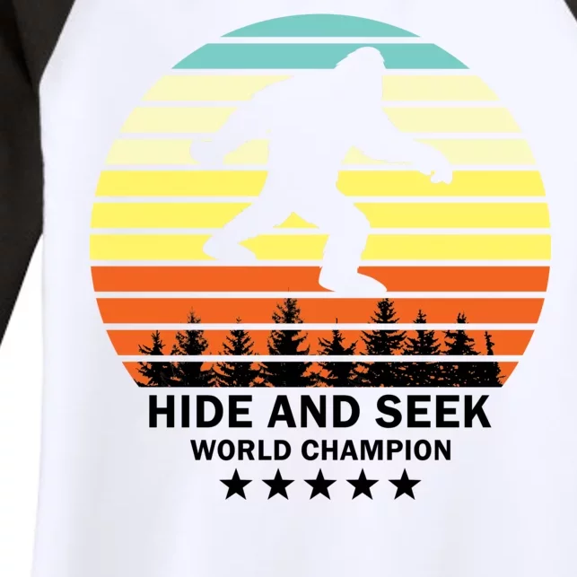 Funny Bigfoot Hide And Seek World Champion Women's Tri-Blend 3/4-Sleeve Raglan Shirt