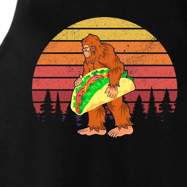 Funny Bigfoot Holding A Taco Ladies Tri-Blend Wicking Tank