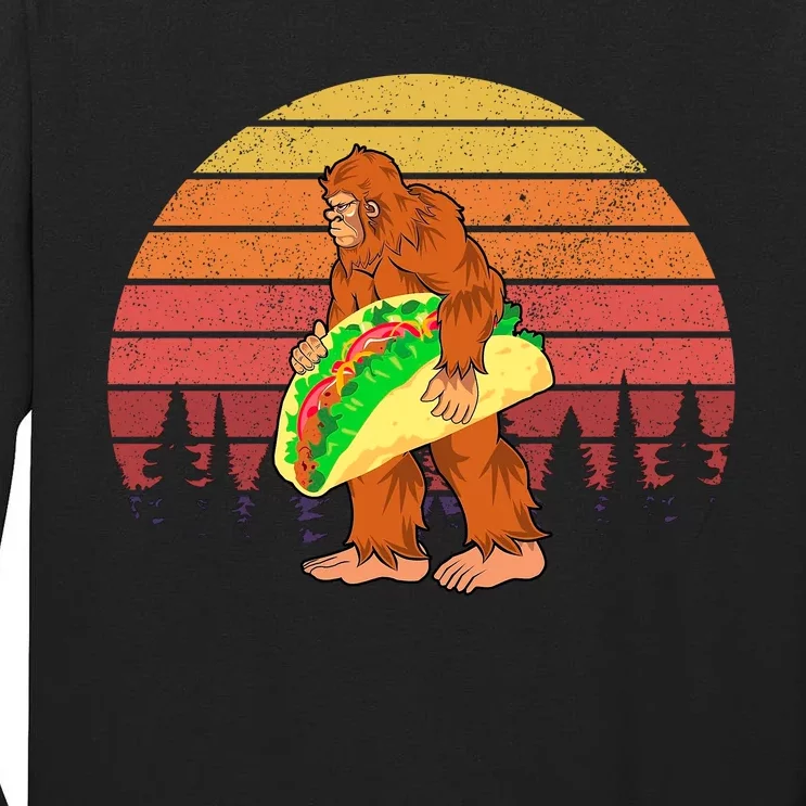 Funny Bigfoot Holding A Taco Tall Long Sleeve T-Shirt