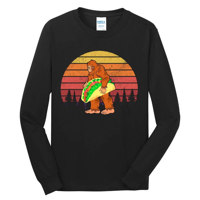 Funny Bigfoot Holding A Taco Tall Long Sleeve T-Shirt