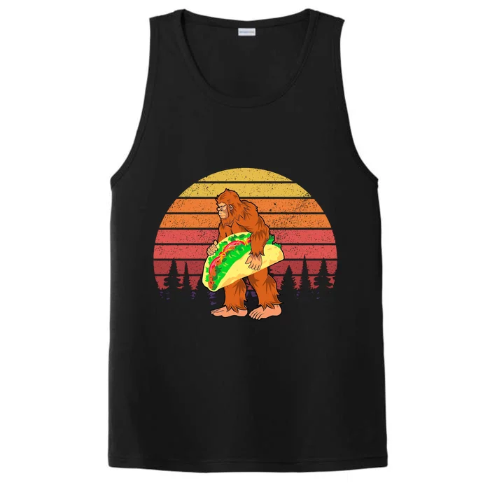 Funny Bigfoot Holding A Taco Performance Tank