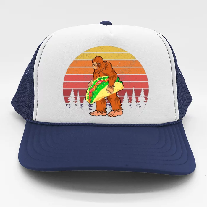 Funny Bigfoot Holding A Taco Trucker Hat