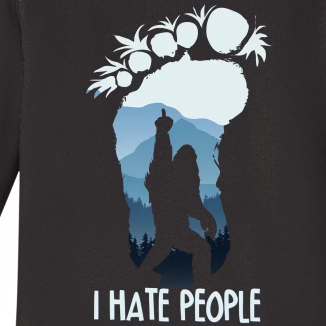 Funny Bigfoot I Hate People Baby Long Sleeve Bodysuit