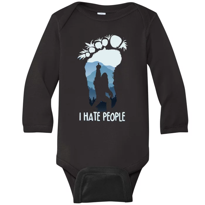 Funny Bigfoot I Hate People Baby Long Sleeve Bodysuit