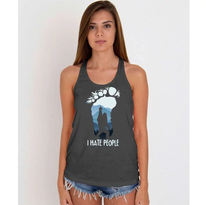 Funny Bigfoot I Hate People Women's Knotted Racerback Tank