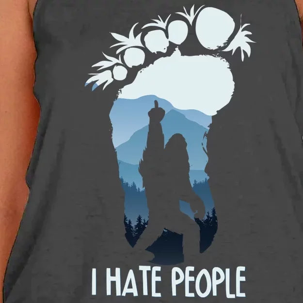 Funny Bigfoot I Hate People Women's Knotted Racerback Tank