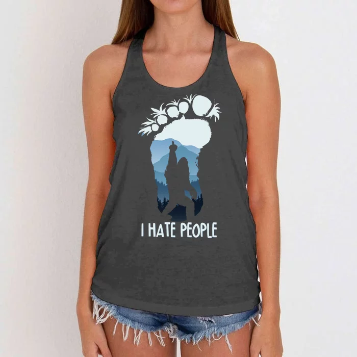 Funny Bigfoot I Hate People Women's Knotted Racerback Tank