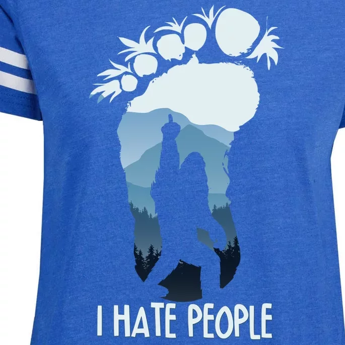 Funny Bigfoot I Hate People Enza Ladies Jersey Football T-Shirt