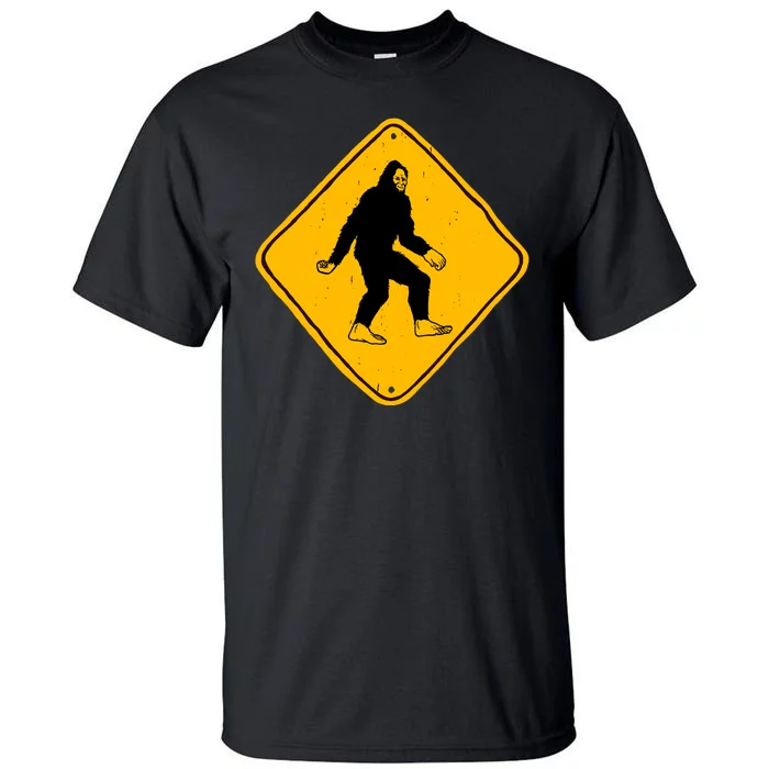 Funny Bigfoot Road Sign Tall T-Shirt