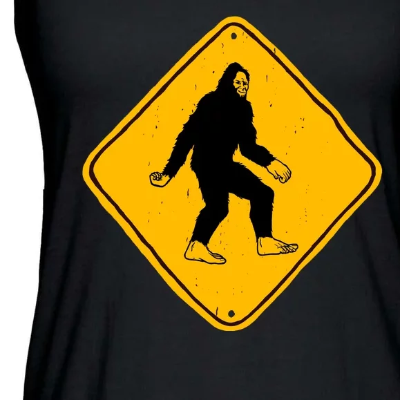 Funny Bigfoot Road Sign Ladies Essential Flowy Tank