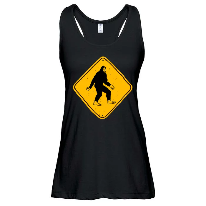 Funny Bigfoot Road Sign Ladies Essential Flowy Tank