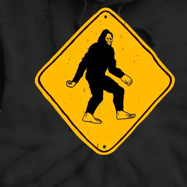 Funny Bigfoot Road Sign Tie Dye Hoodie