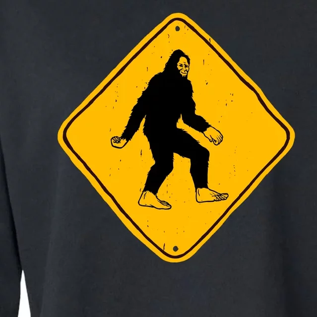 Funny Bigfoot Road Sign Cropped Pullover Crew