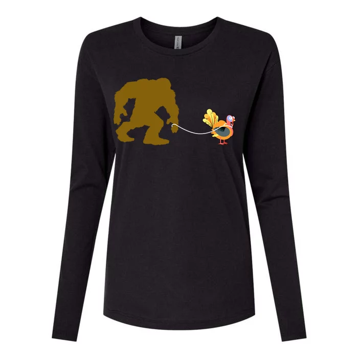 Funny Bigfoot Thanksgiving Turkey Womens Cotton Relaxed Long Sleeve T-Shirt