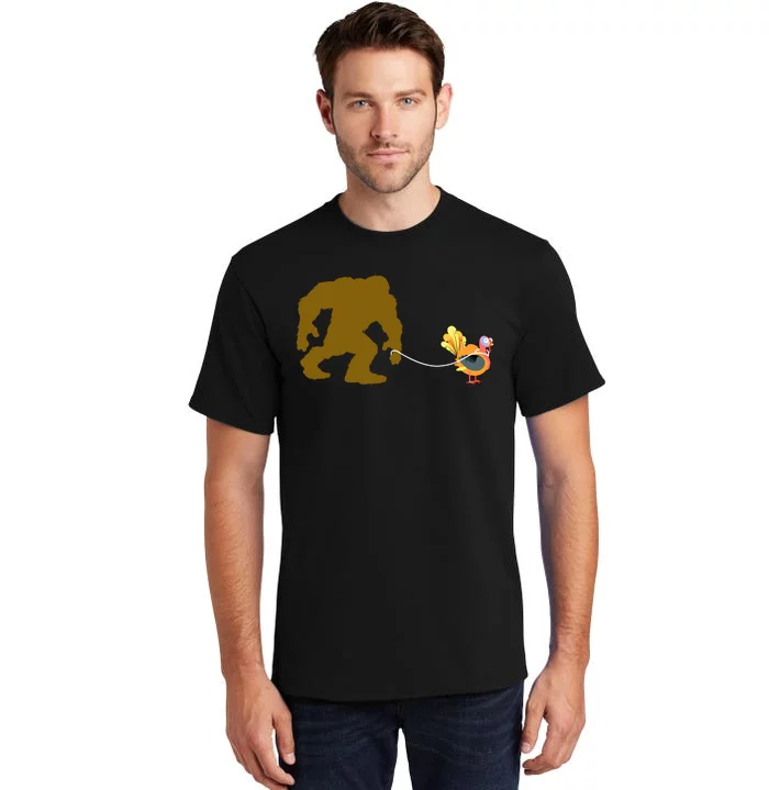 Funny Bigfoot Thanksgiving Turkey Tall T-Shirt