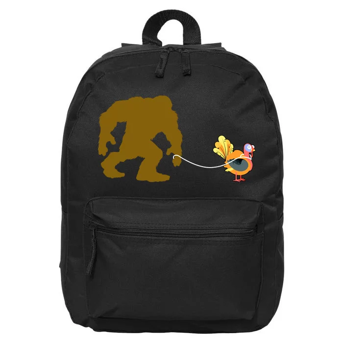 Funny Bigfoot Thanksgiving Turkey 16 in Basic Backpack