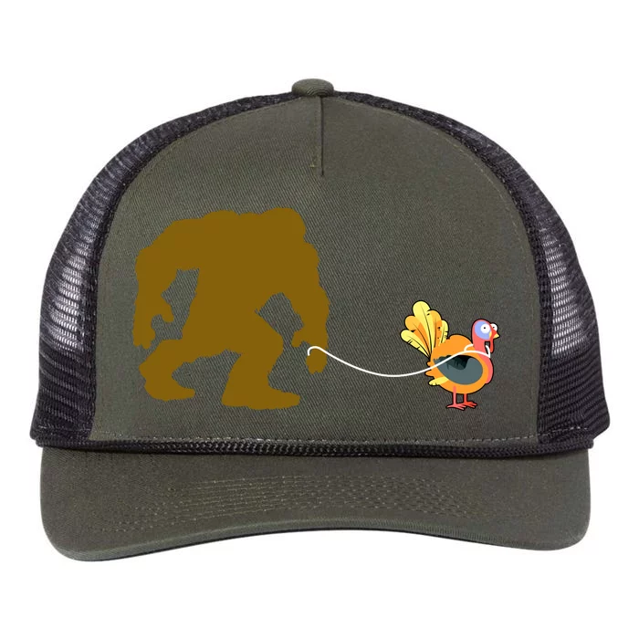 Funny Bigfoot Thanksgiving Turkey Retro Rope Trucker Hat Cap