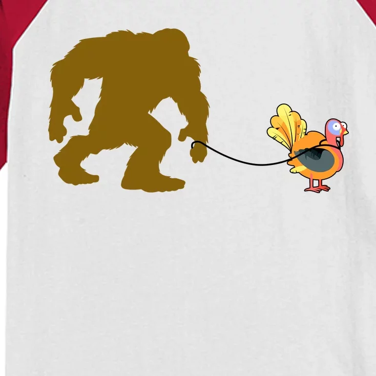 Funny Bigfoot Thanksgiving Turkey Kids Colorblock Raglan Jersey