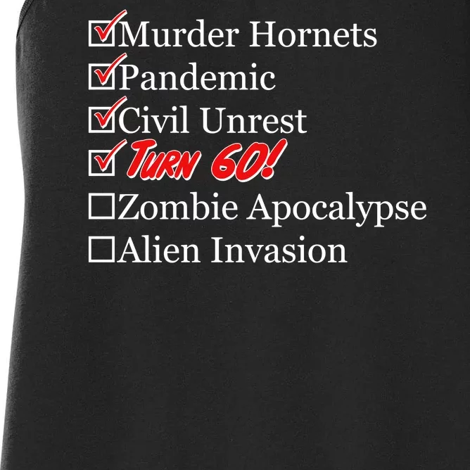 Funny Birthday In Quarantine Checklist 60th Birthday Women's Racerback Tank