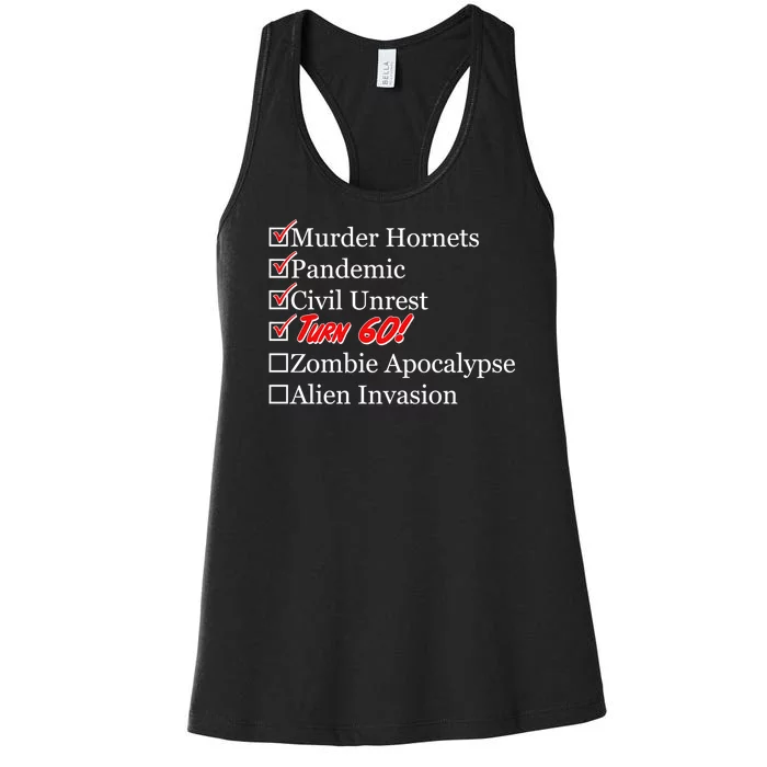 Funny Birthday In Quarantine Checklist 60th Birthday Women's Racerback Tank