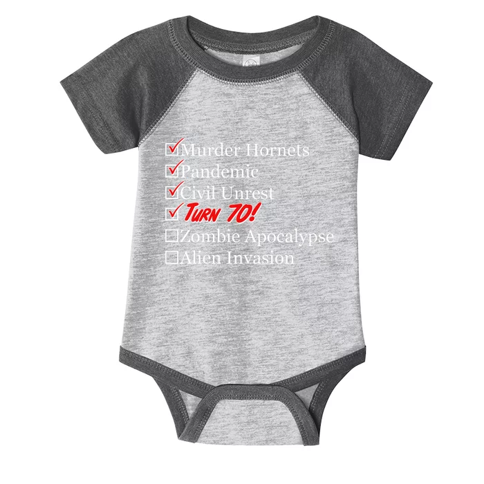 Funny Birthday In Quarantine Checklist 70th Birthday Infant Baby Jersey Bodysuit