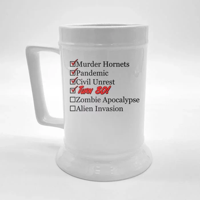 Funny Birthday In Quarantine Checklist 80th Birthday Front & Back Beer Stein