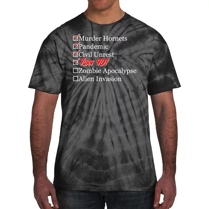 Funny Birthday In Quarantine Checklist 90th Birthday Tie-Dye T-Shirt