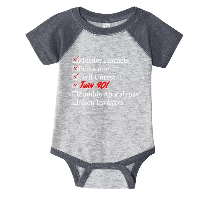 Funny Birthday In Quarantine Checklist 90th Birthday Infant Baby Jersey Bodysuit