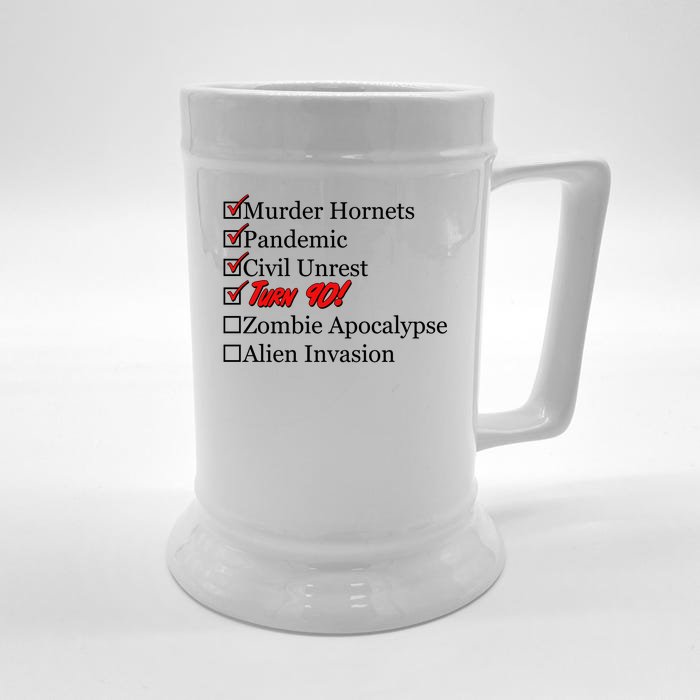 Funny Birthday In Quarantine Checklist 90th Birthday Front & Back Beer Stein