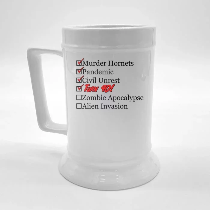 Funny Birthday In Quarantine Checklist 90th Birthday Front & Back Beer Stein