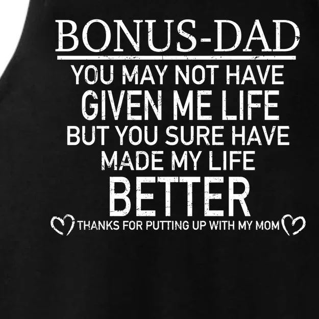 Funny Bonus-Dad Ladies Tri-Blend Wicking Tank