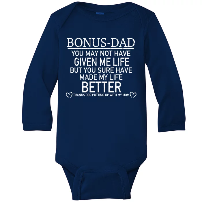 Funny Bonus-Dad Baby Long Sleeve Bodysuit