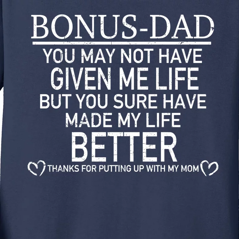 Funny Bonus-Dad Kids Long Sleeve Shirt