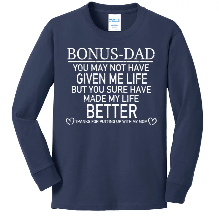 Funny Bonus-Dad Kids Long Sleeve Shirt