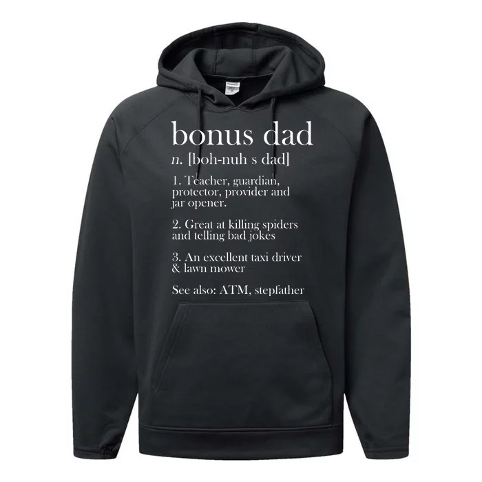 Funny Bonus Dad Definition Performance Fleece Hoodie