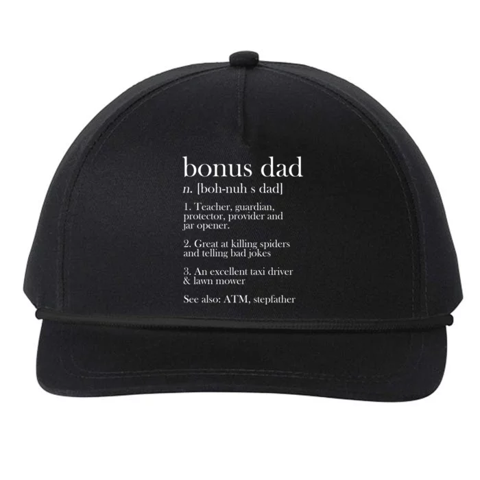 Funny Bonus Dad Definition Snapback Five-Panel Rope Hat