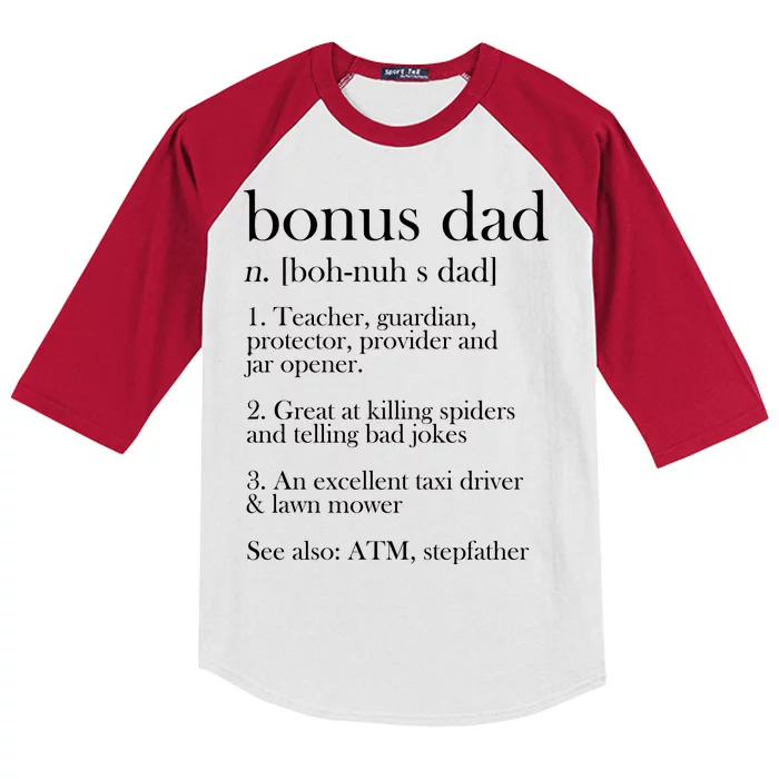 Funny Bonus Dad Definition Kids Colorblock Raglan Jersey