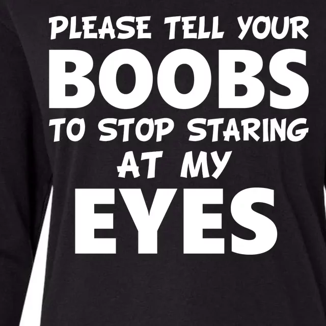 Funny Boob Meme Staring At My Eyes Womens Cotton Relaxed Long Sleeve T-Shirt